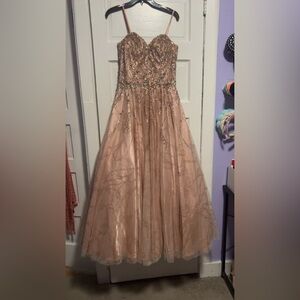 Jovani Peach Satin Gown